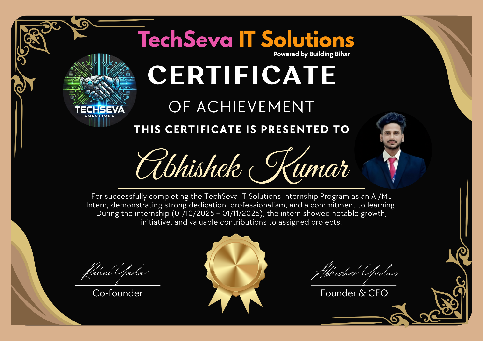 TechSeva Internship Certificate preview