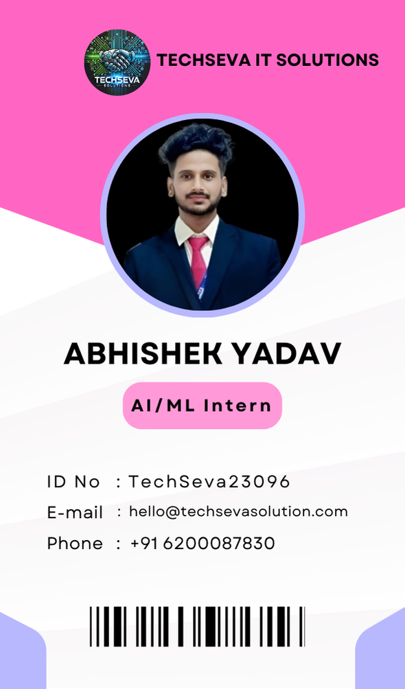 TechSeva Intern ID Card preview
